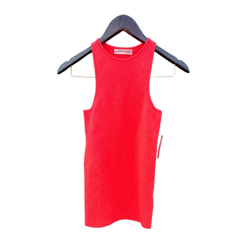 anthropologie High Neck SweaterTank Top | Orange (Bright Pink) | Women's Small